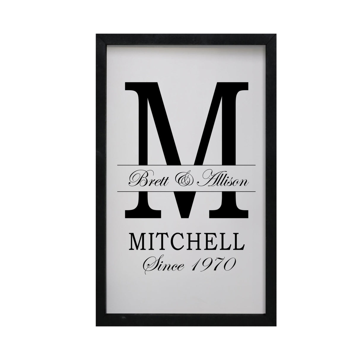 Personalized Modern 12x18in Monogram Letter M - Framed Shadow Box Family Sign Home Décor Wall Art Plaque - LifeSong Milestones