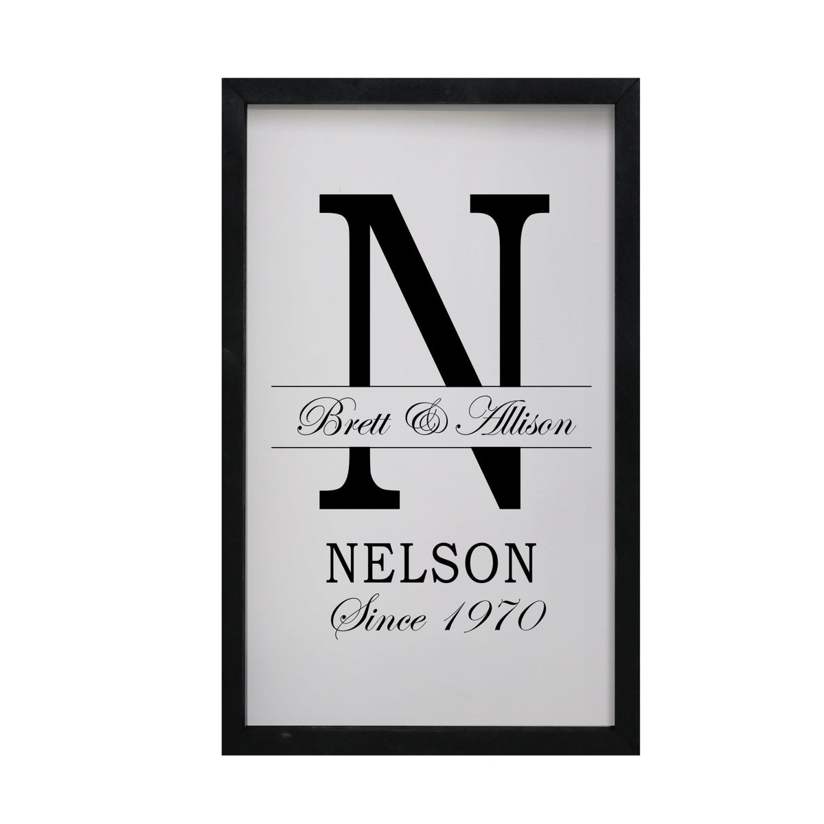 Personalized Modern 12x18in Monogram Letter N - Framed Shadow Box Family Sign Home Décor Wall Art Plaque - LifeSong Milestones