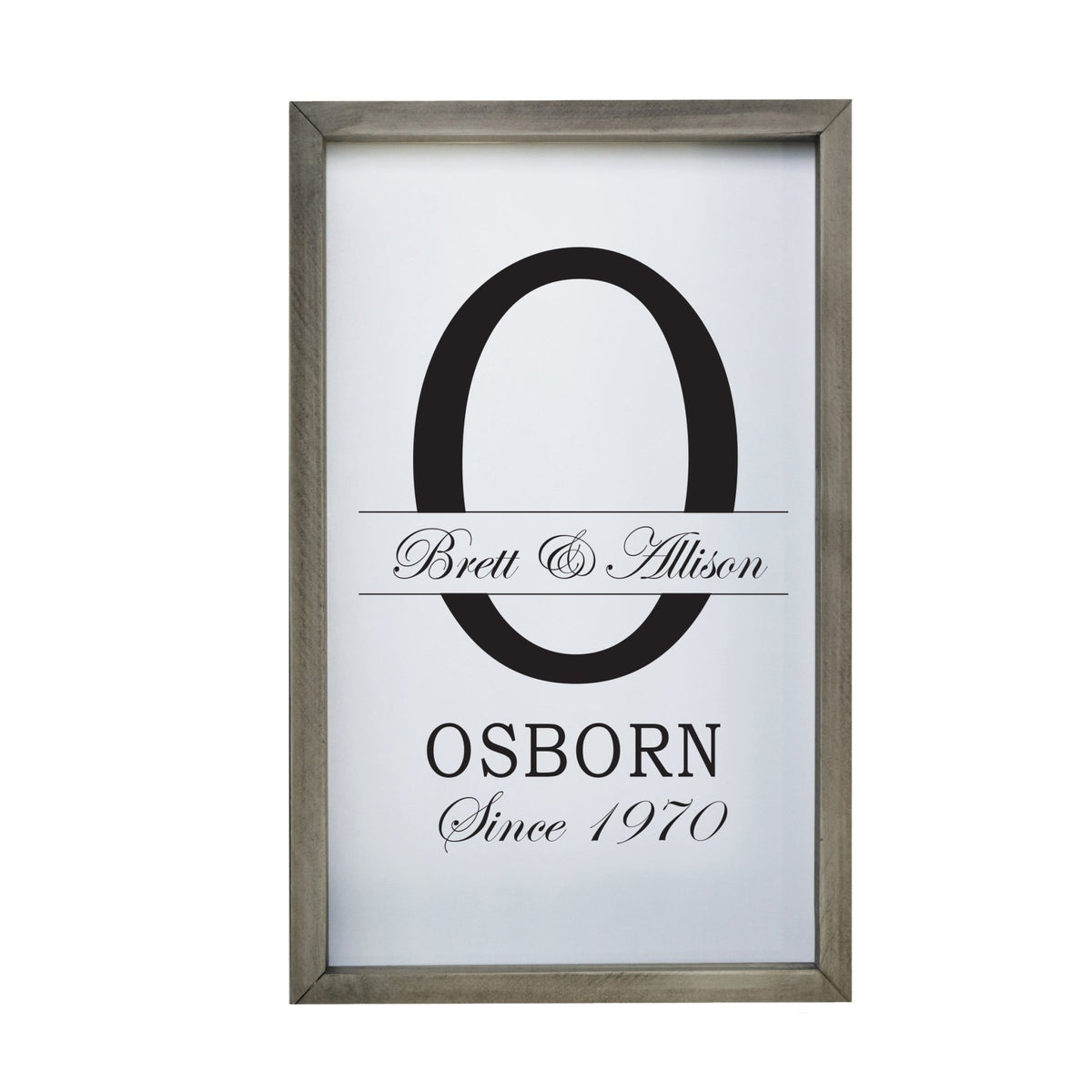 Personalized Modern 12x18in Monogram Letter O - Framed Shadow Box Family Sign Home Décor Wall Art Plaque - LifeSong Milestones