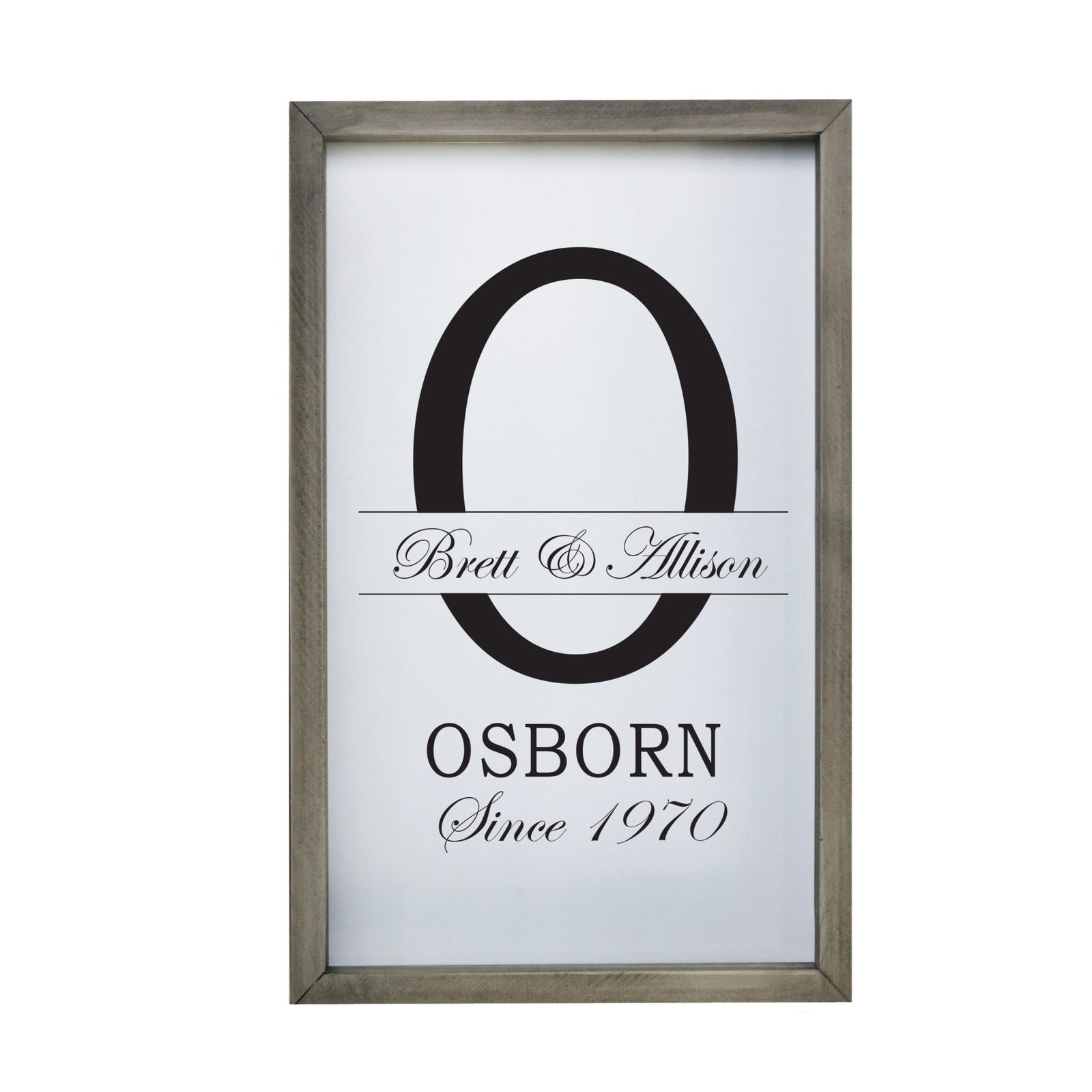 Personalized Modern 12x18in Monogram Letter O - Framed Shadow Box Family Sign Home Décor Wall Art Plaque - LifeSong Milestones