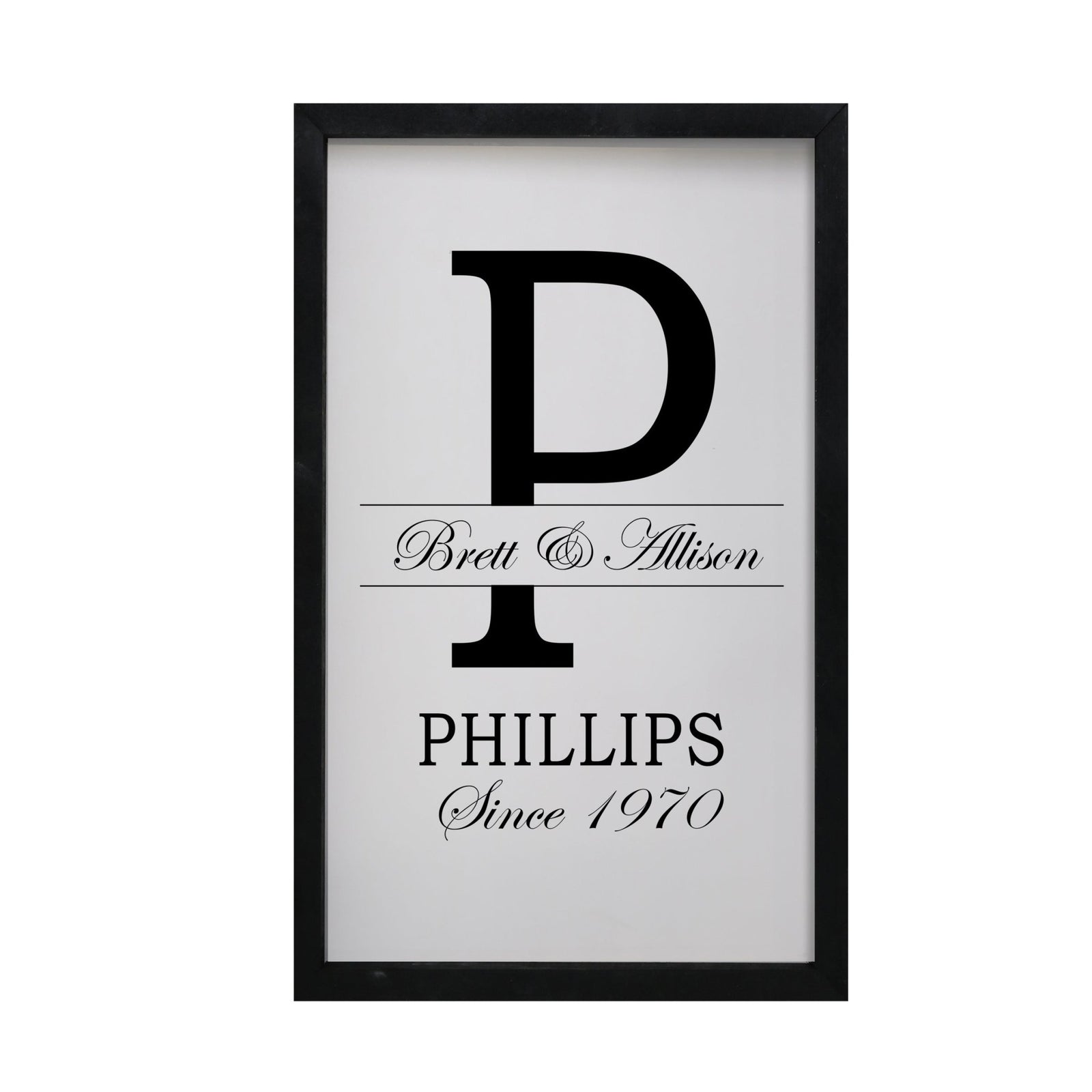 Personalized Modern 12x18in Monogram Letter P - Framed Shadow Box Family Sign Home Décor Wall Art Plaque - LifeSong Milestones