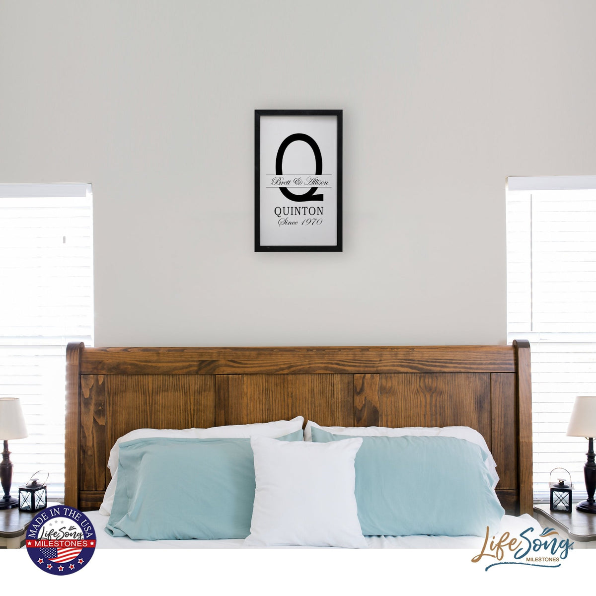 Personalized Modern 12x18in Monogram Letter Q - Framed Shadow Box Family Sign Home Décor Wall Art Plaque - LifeSong Milestones