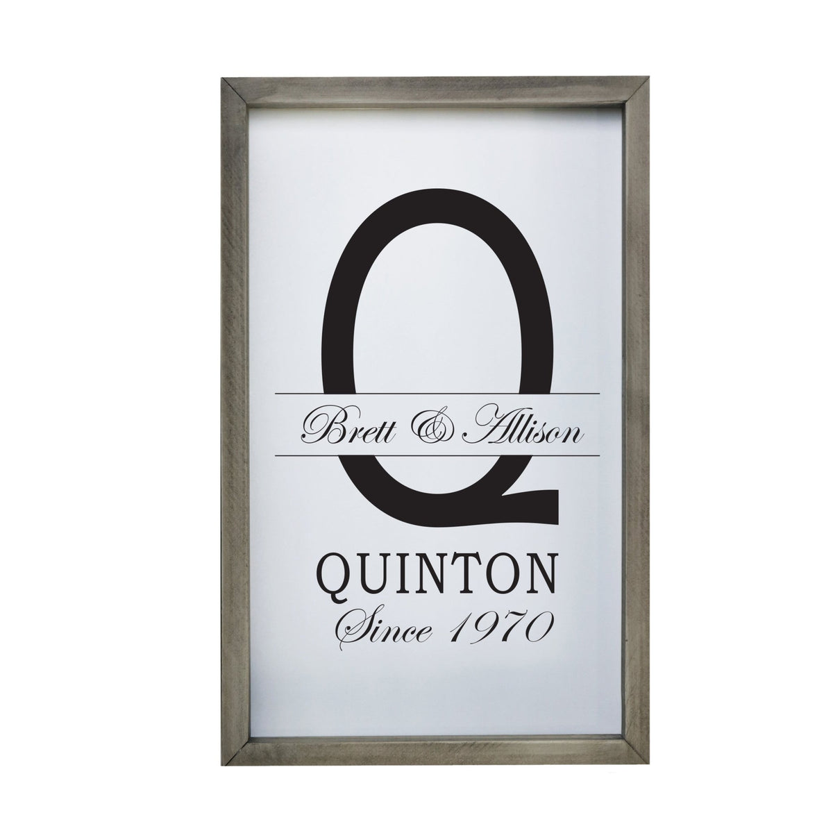 Personalized Modern 12x18in Monogram Letter Q - Framed Shadow Box Family Sign Home Décor Wall Art Plaque - LifeSong Milestones
