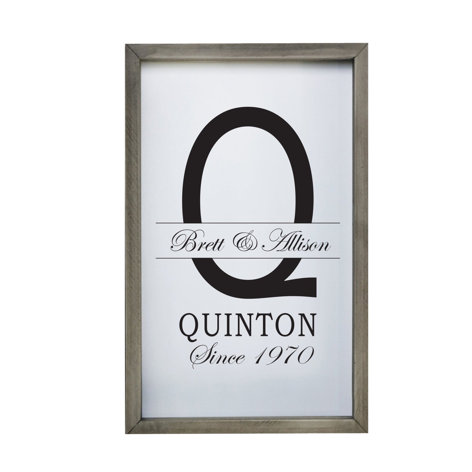 Personalized Modern 12x18in Monogram Letter Q - Framed Shadow Box Family Sign Home Décor Wall Art Plaque - LifeSong Milestones