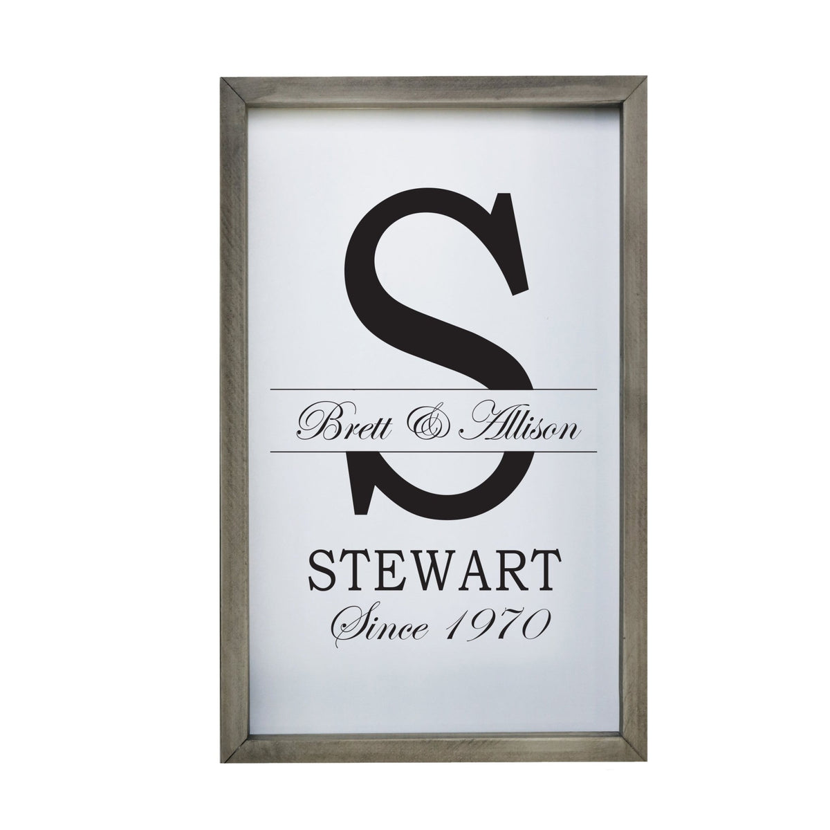 Personalized Modern 12x18in Monogram Letter S - Framed Shadow Box Family Sign Home Décor Wall Art Plaque - LifeSong Milestones