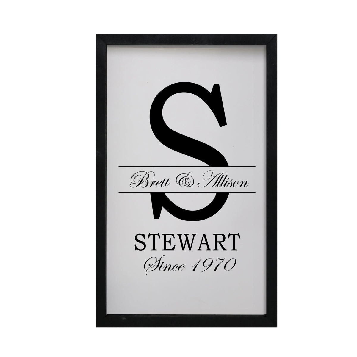 Personalized Modern 12x18in Monogram Letter S - Framed Shadow Box Family Sign Home Décor Wall Art Plaque - LifeSong Milestones