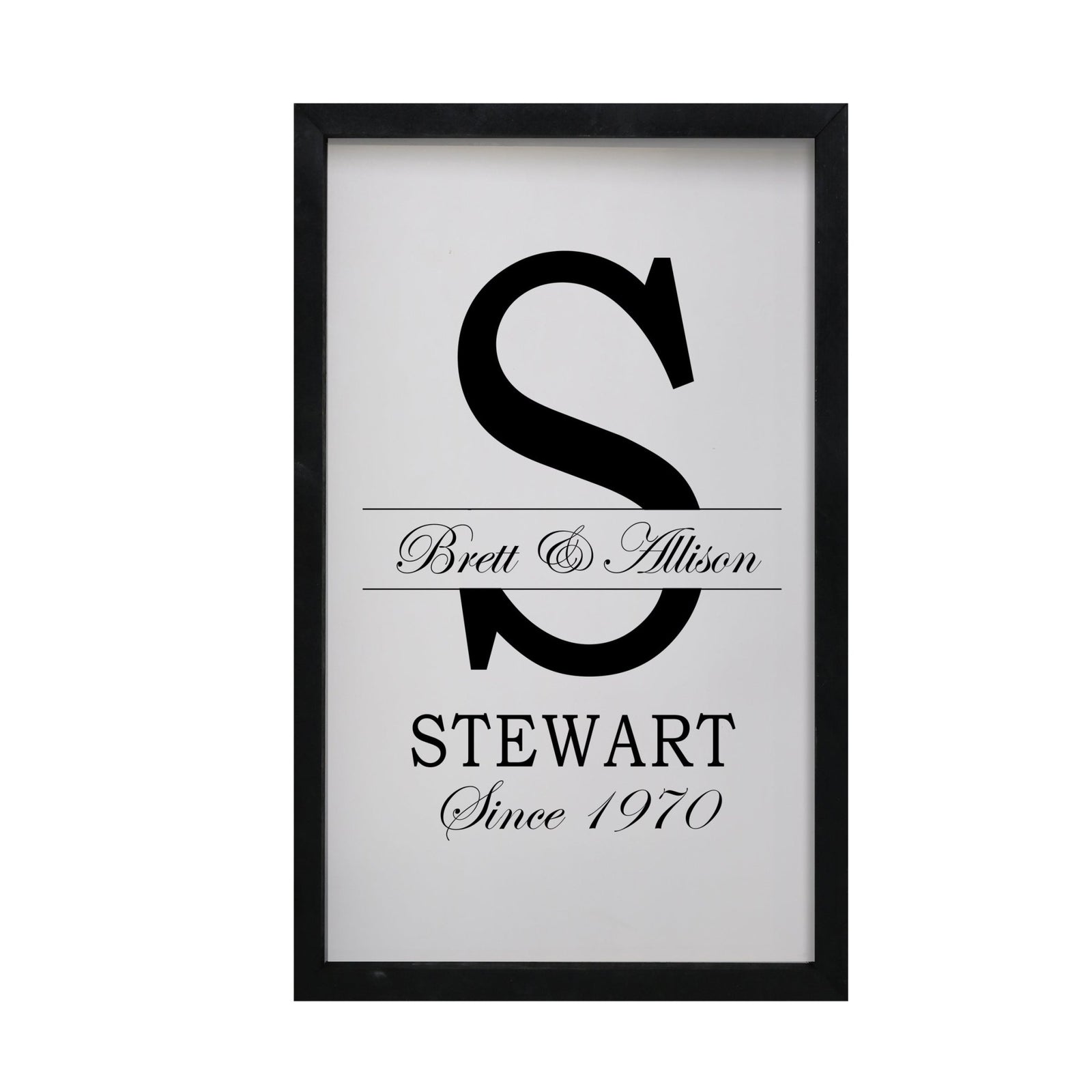 Personalized Modern 12x18in Monogram Letter S - Framed Shadow Box Family Sign Home Décor Wall Art Plaque - LifeSong Milestones
