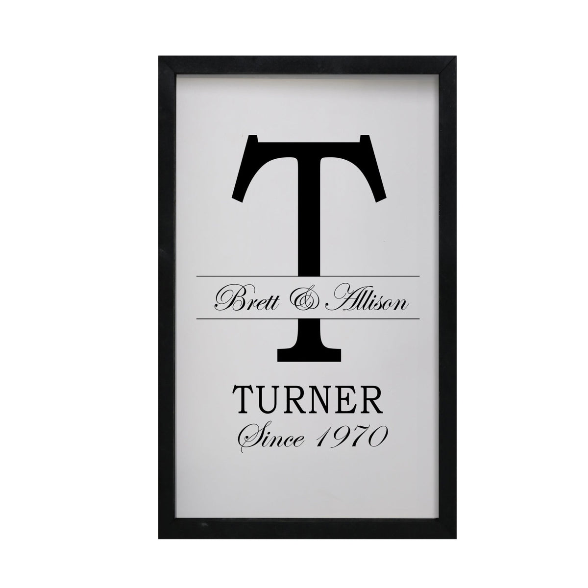 Personalized Modern 12x18in Monogram Letter T - Framed Shadow Box Family Sign Home Décor Wall Art Plaque - LifeSong Milestones