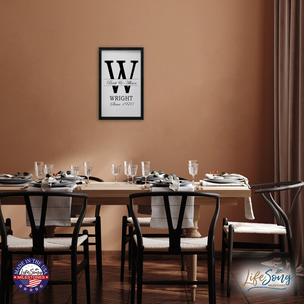 Personalized Modern 12x18in Monogram Letter W - Framed Shadow Box Family Sign Home Décor Wall Art Plaque - LifeSong Milestones