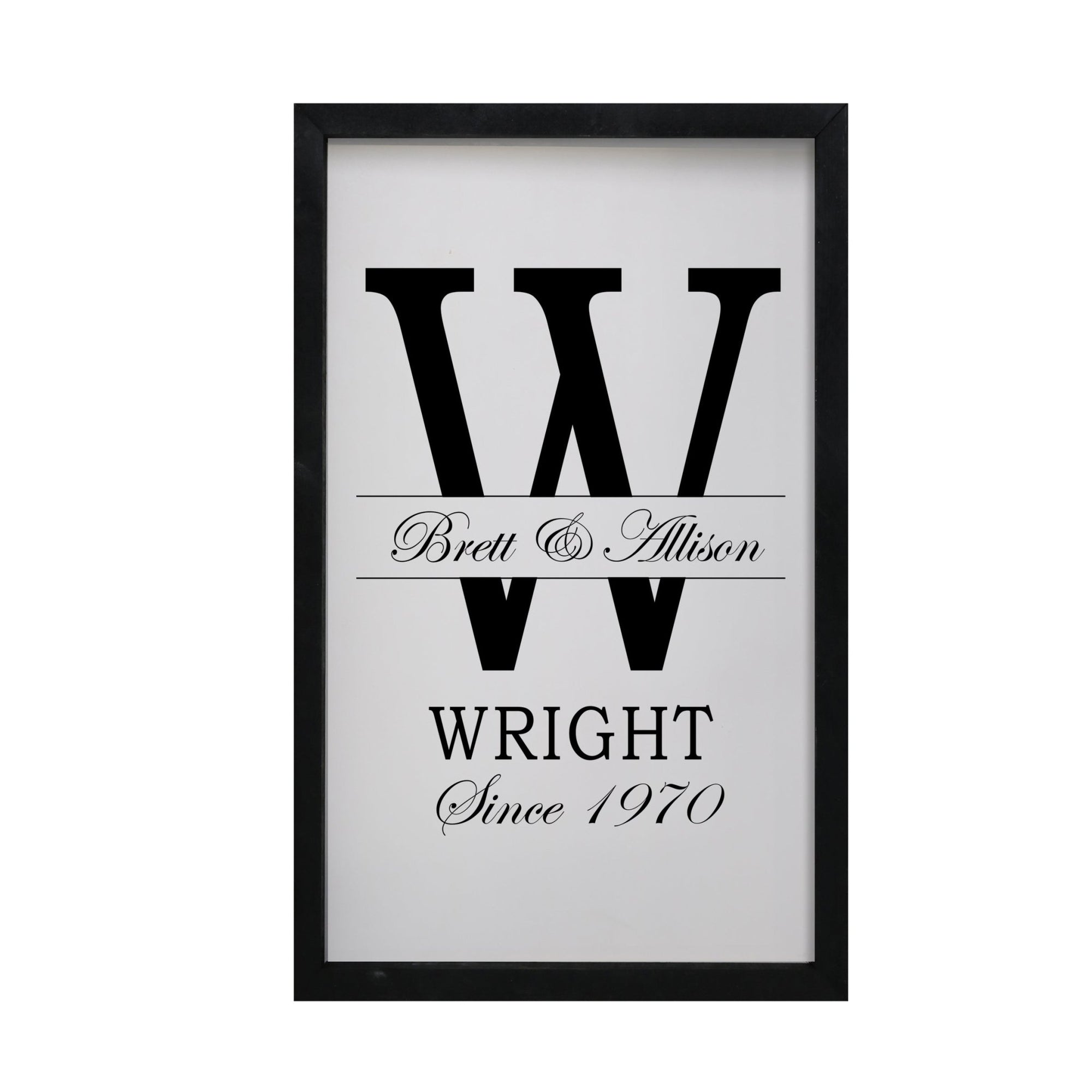 Personalized Modern 12x18in Monogram Letter W - Framed Shadow Box Family Sign Home Décor Wall Art Plaque - LifeSong Milestones