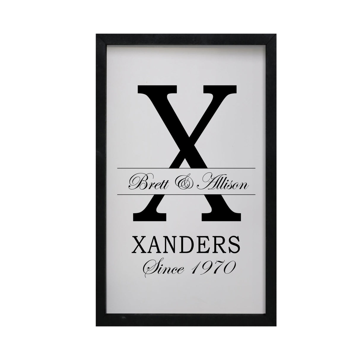 Personalized Modern 12x18in Monogram Letter X - Framed Shadow Box Family Sign Home Décor Wall Art Plaque - LifeSong Milestones