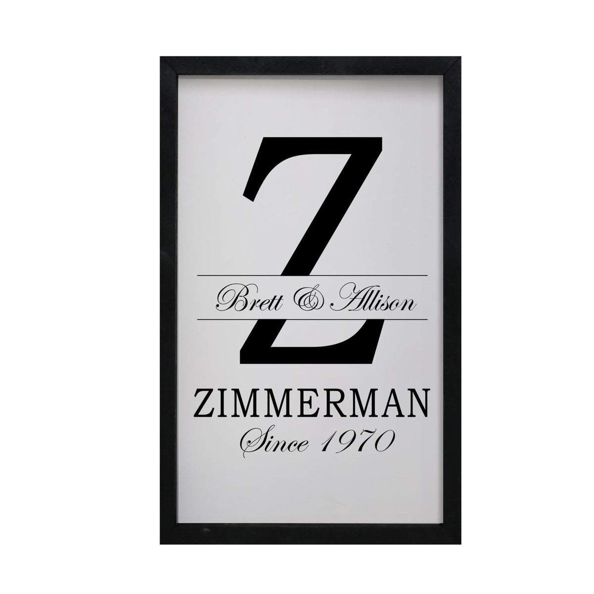 Personalized Modern 12x18in Monogram Letter Z - Framed Shadow Box Family Sign Home Décor Wall Art Plaque - LifeSong Milestones