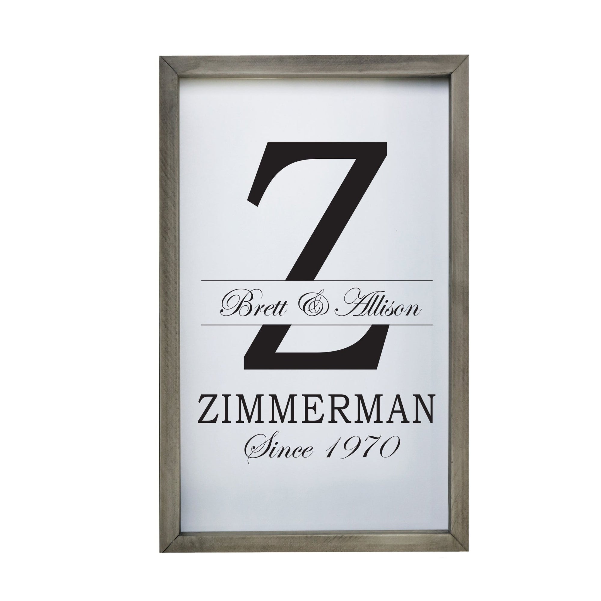 Personalized Modern 12x18in Monogram Letter Z - Framed Shadow Box Family Sign Home Décor Wall Art Plaque - LifeSong Milestones