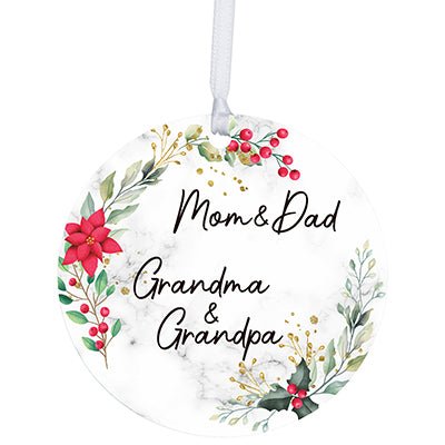 Personalized Modern 2.75in Christmas Round White Ornament for Grandparents - Mom & Dad - LifeSong Milestones