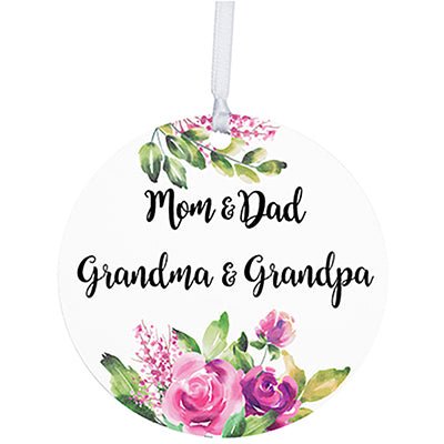 Personalized Modern 2.75in Christmas Round White Ornament for Grandparents - Mom & Dad - LifeSong Milestones