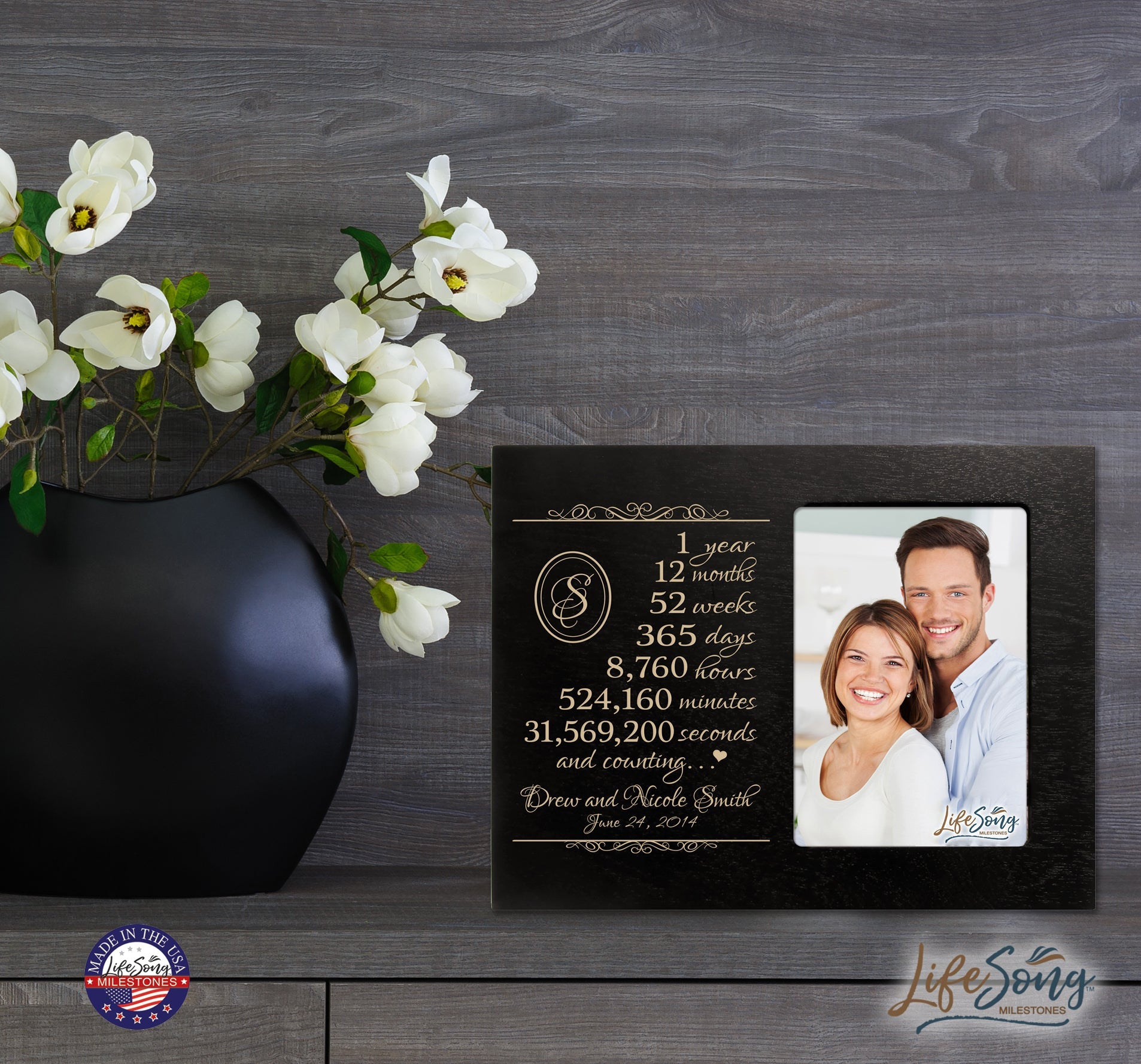 Unique Picture Frame 1st Wedding Anniversary Home Decor – Personalized Gift for Couples