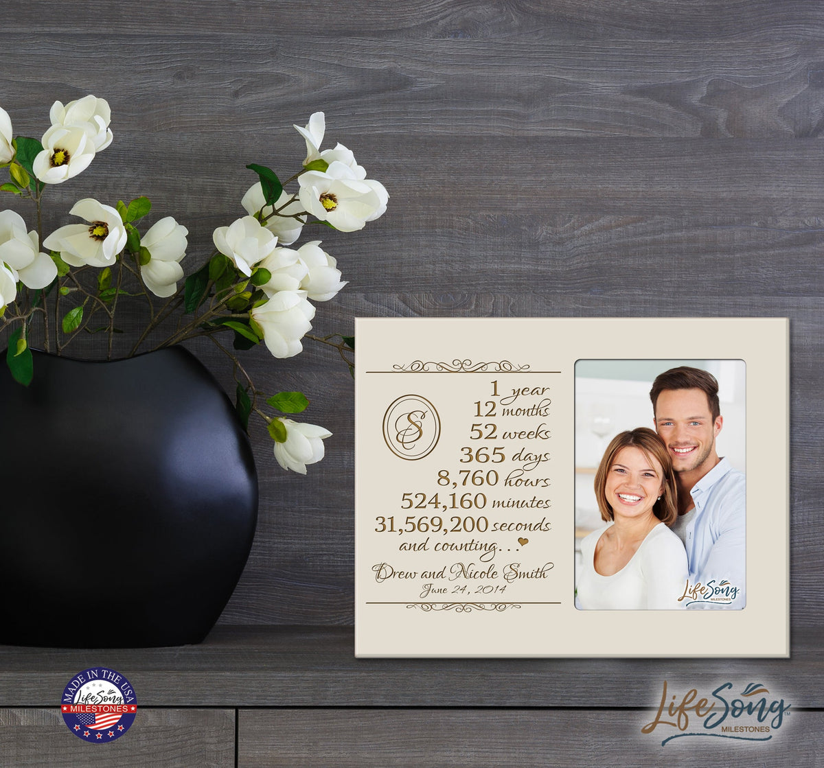 Unique Picture Frame 1st Wedding Anniversary Home Decor – Personalized Gift for Couples
