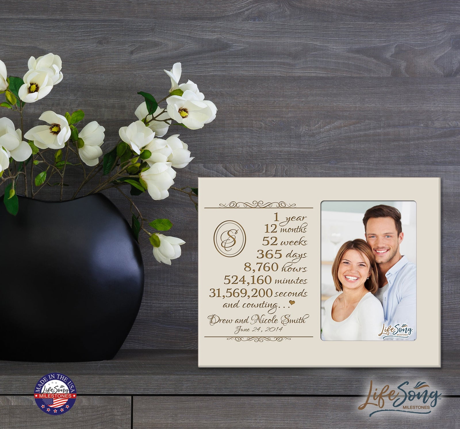 Unique Picture Frame 1st Wedding Anniversary Home Decor – Personalized Gift for Couples