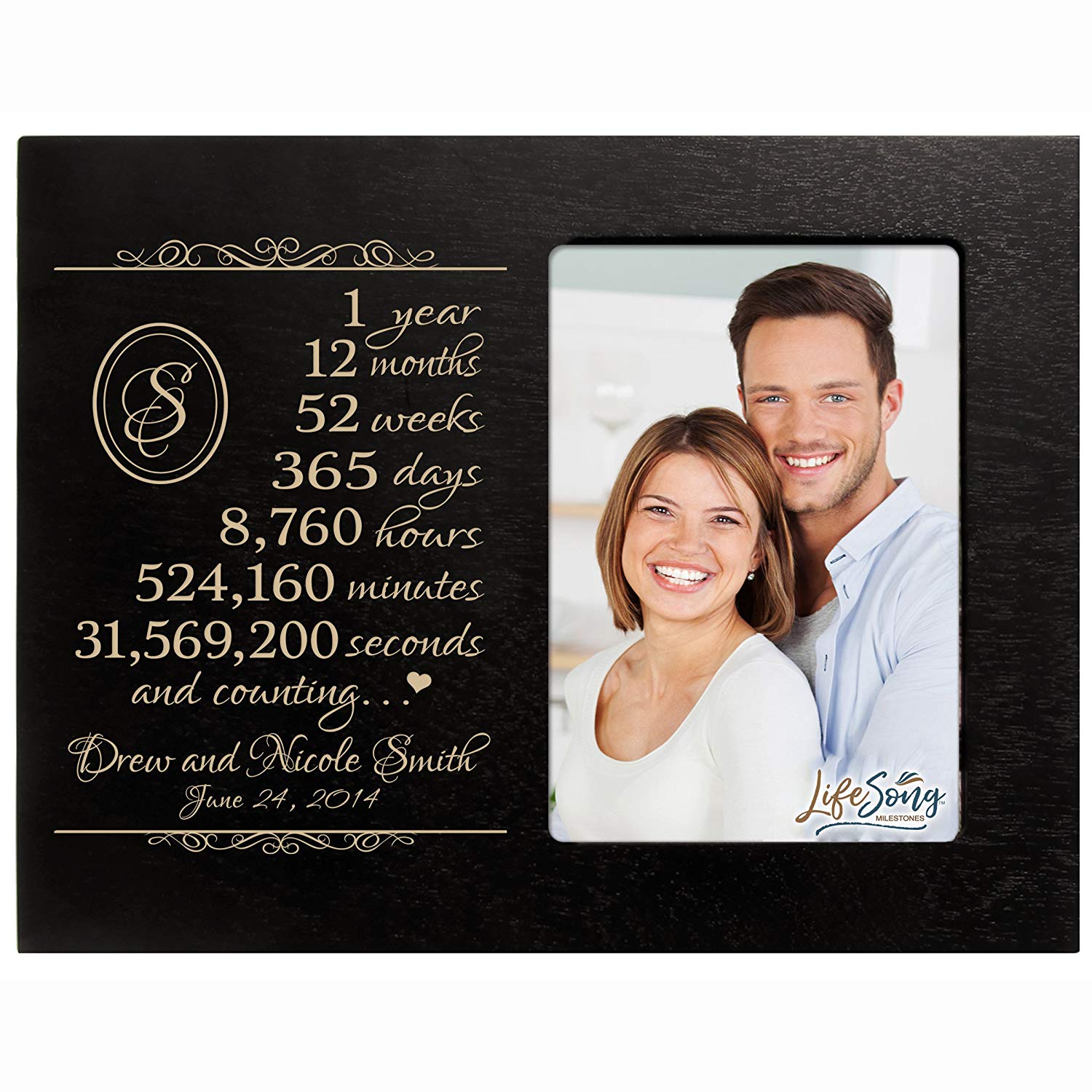Lifesong Milestones Personalized Couples 1st Wedding Anniversary Picture Frame Decorations