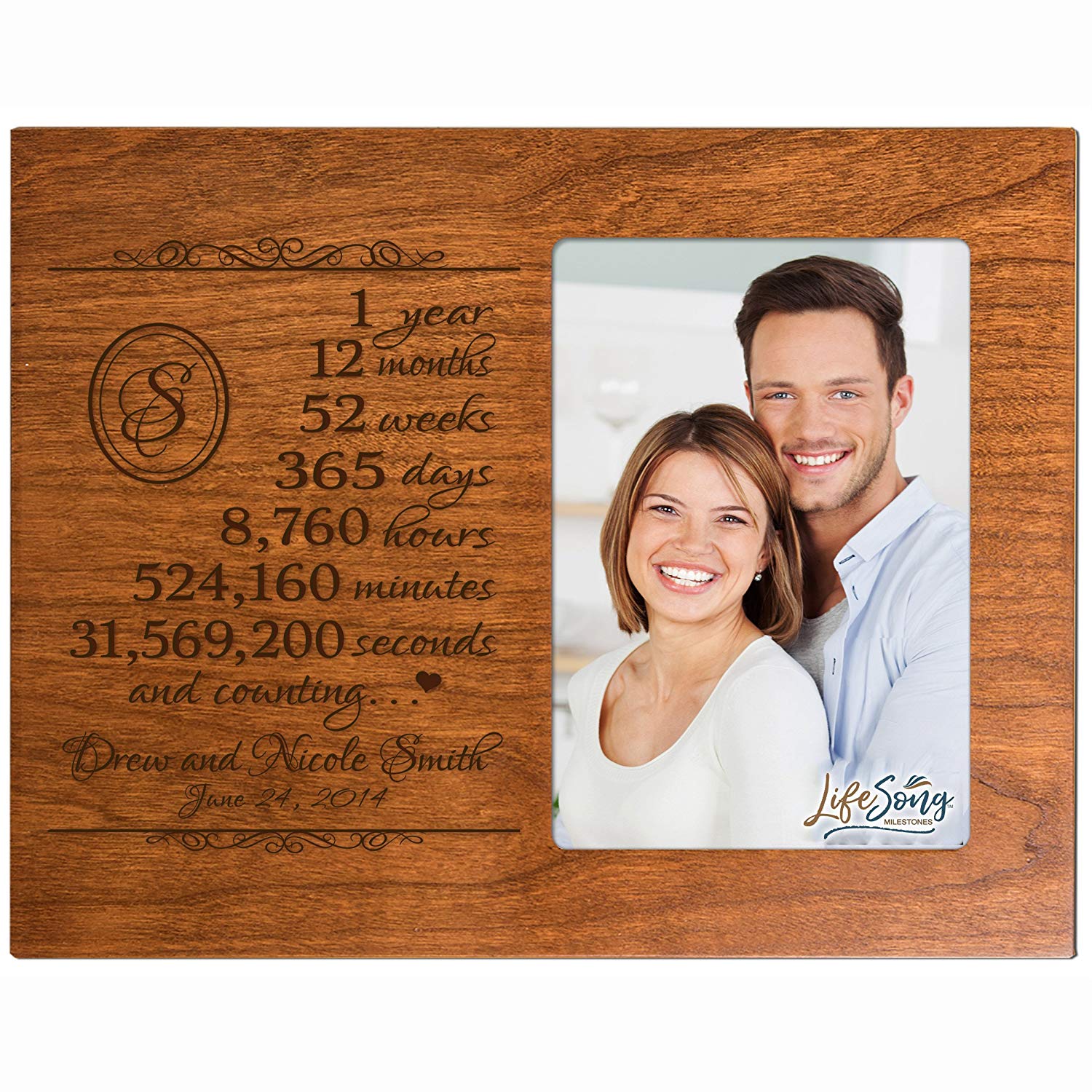 Personalized Picture Frame 1st Wedding Anniversary Gift for Parents