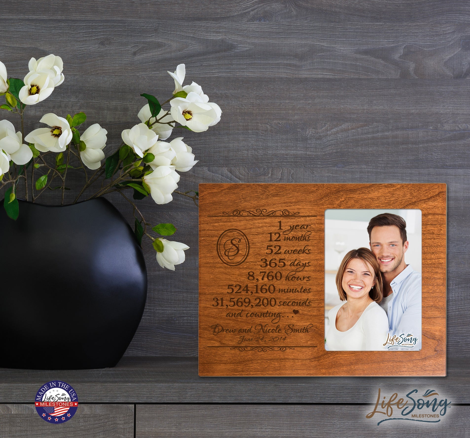 Lifesong Milestones Personalized 1st Wedding Anniversary Picture Frame Wall Decor