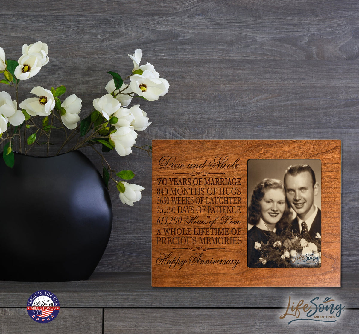 Lifesong Milestones Personalized 70th Wedding Anniversary Picture Frame Wall Decor