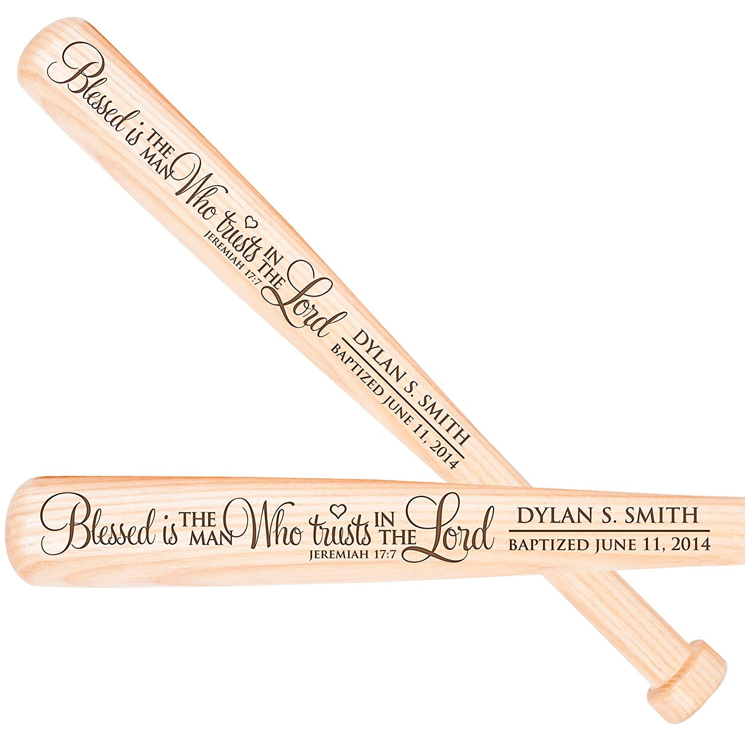 Personalized Modern Baptism Gift Baseball Bat - Blessed is the Man - LifeSong Milestones