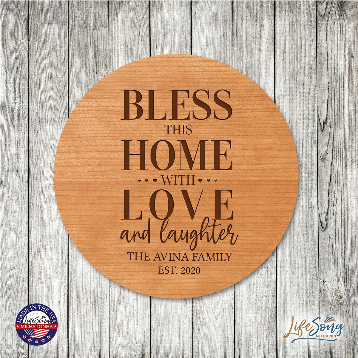 Personalized Modern Inspirational Family and Home Lazy Susan Turntable 12x12 - LifeSong Milestones