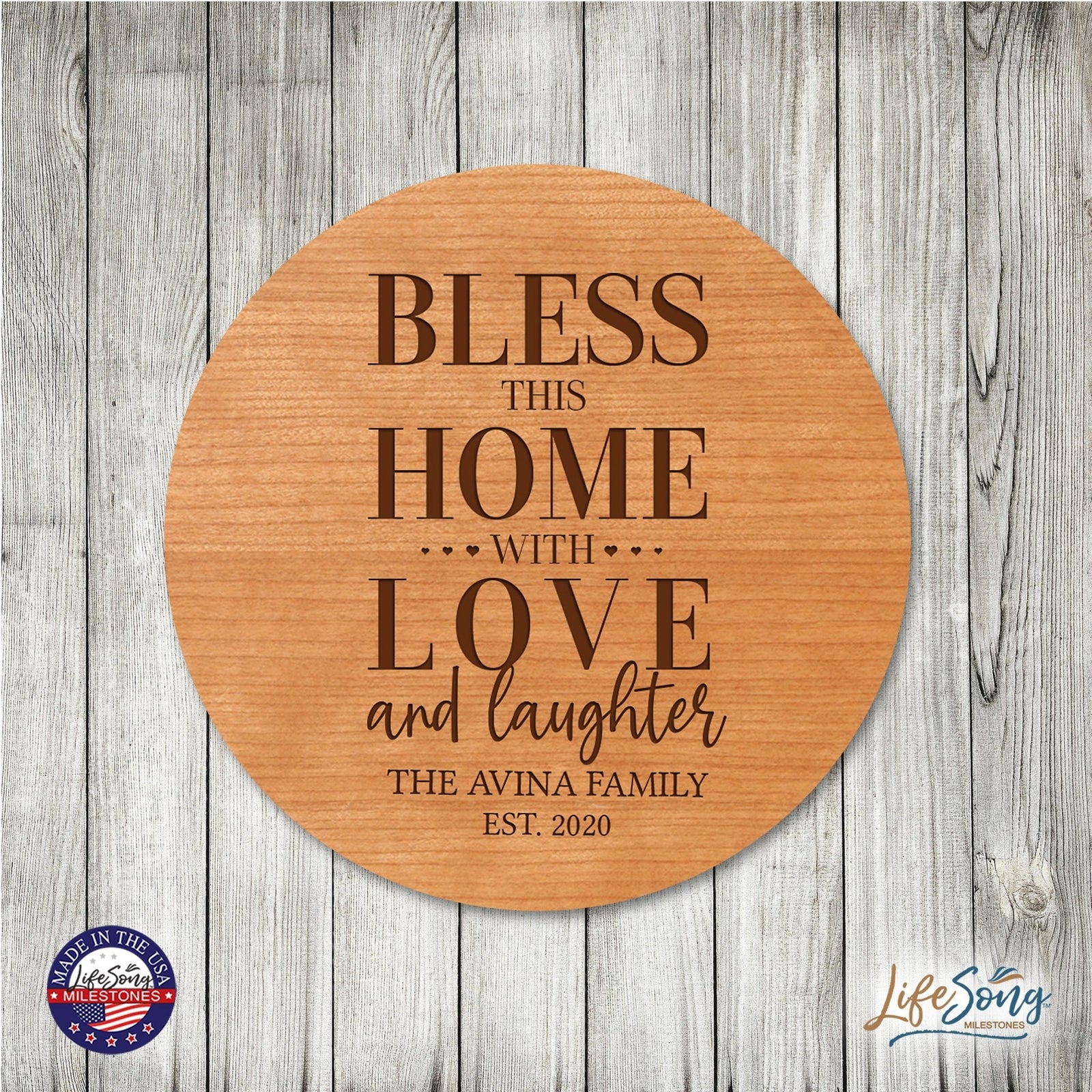 Personalized Modern Inspirational Family and Home Lazy Susan Turntable 12x12 - LifeSong Milestones