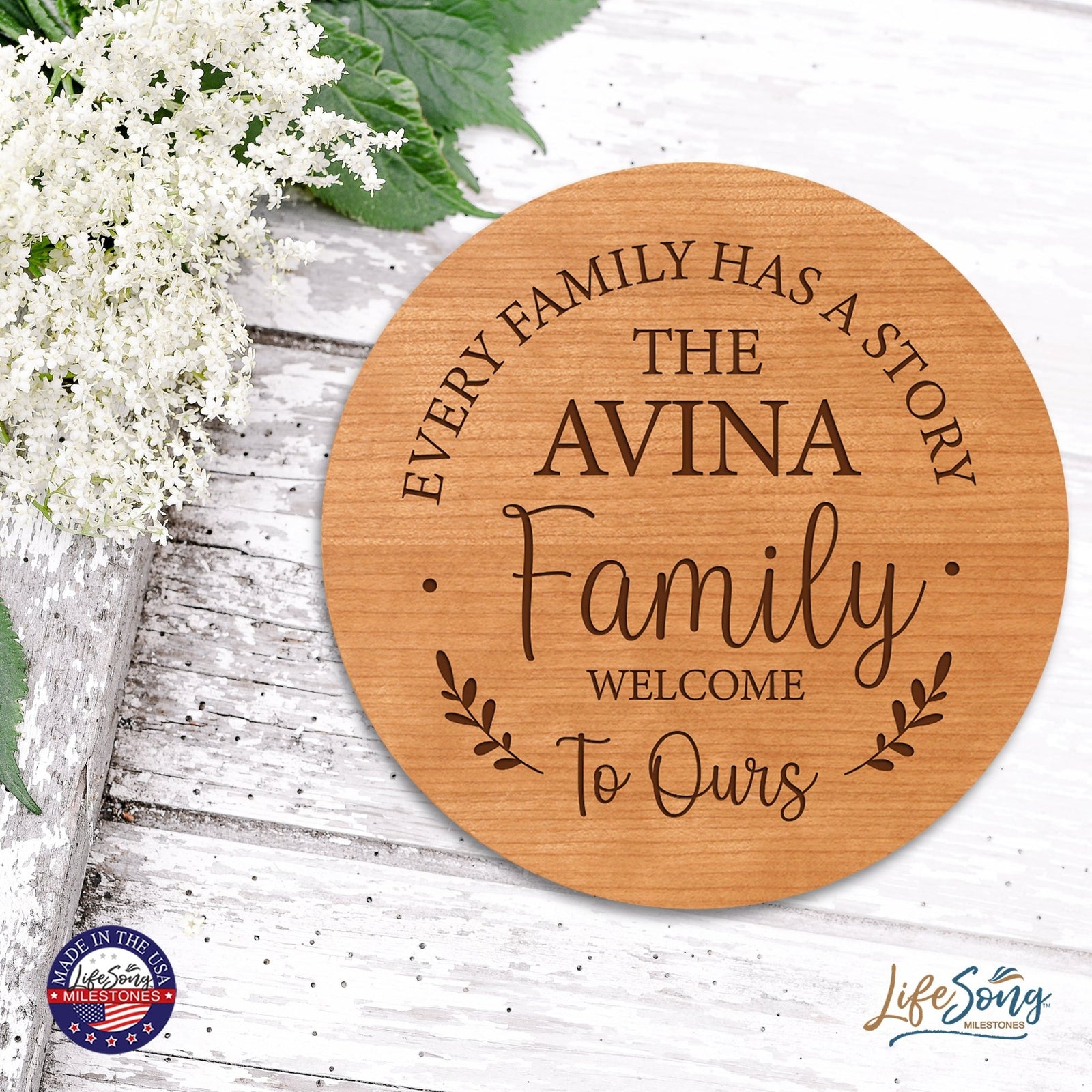 Personalized Modern Inspirational Family and Home Lazy Susan Turntable 12x12 - LifeSong Milestones