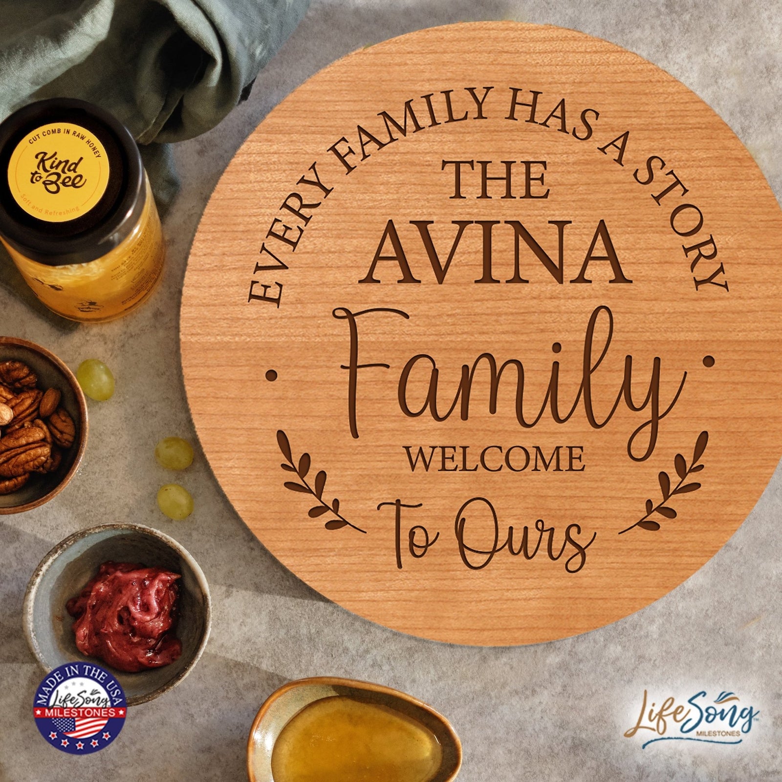 Personalized Modern Inspirational Family and Home Lazy Susan Turntable 12x12 - LifeSong Milestones