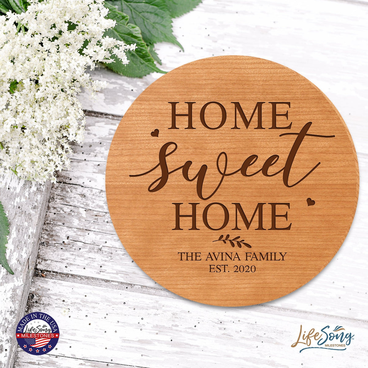 Personalized Modern Inspirational Family and Home Lazy Susan Turntable 12x12 - LifeSong Milestones