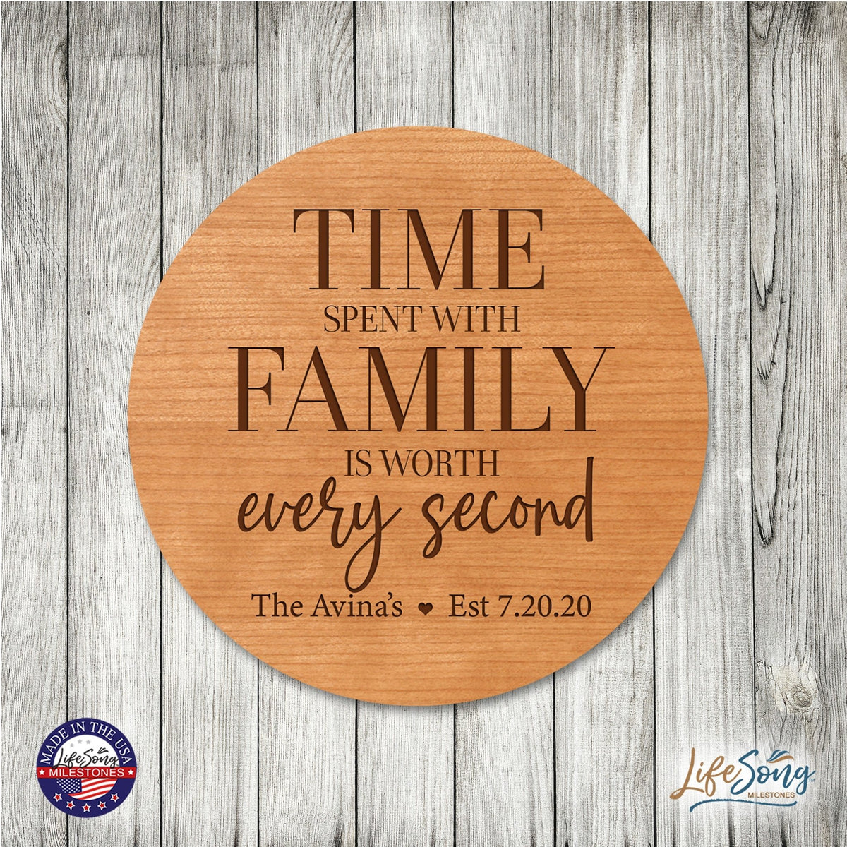 Personalized Modern Inspirational Family and Home Lazy Susan Turntable 12x12 - LifeSong Milestones