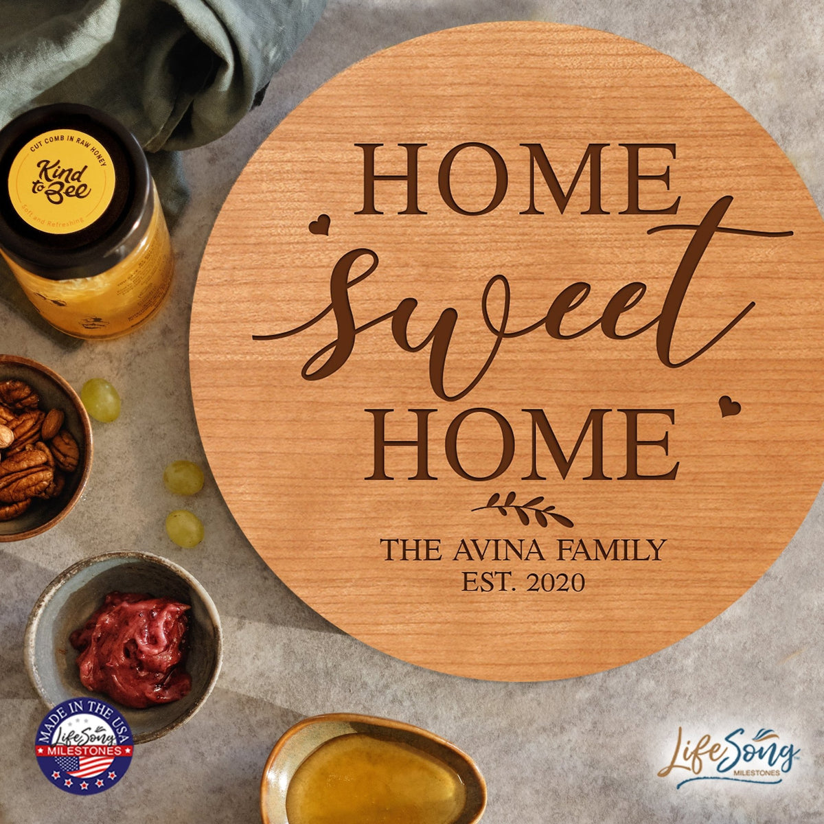 Personalized Modern Inspirational Family and Home Lazy Susan Turntable 12x12 - LifeSong Milestones