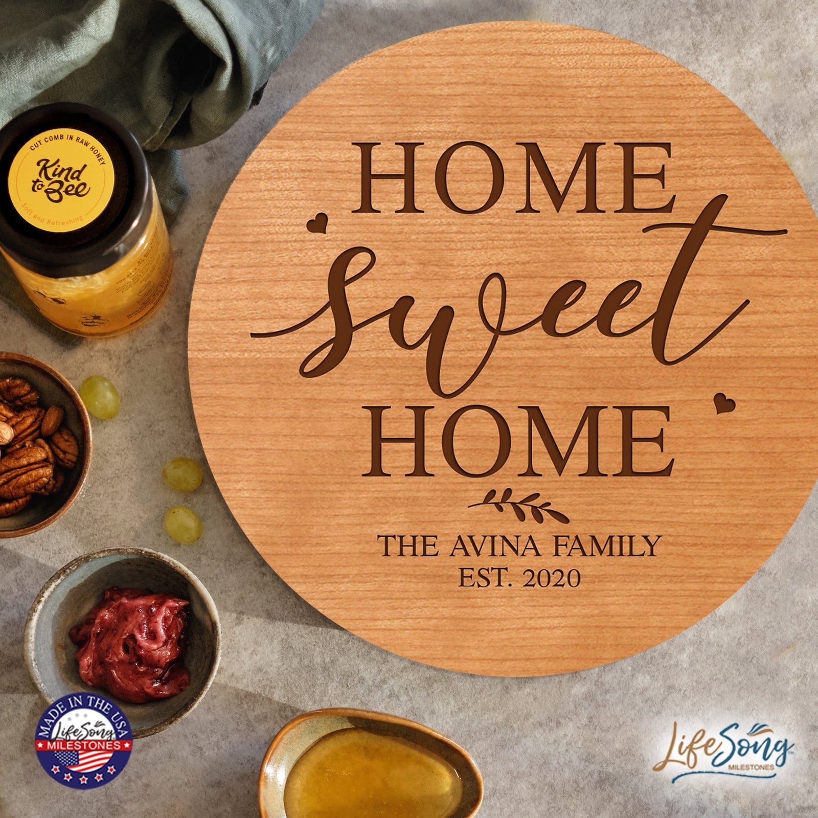 Personalized Modern Inspirational Family and Home Lazy Susan Turntable 12x12 - LifeSong Milestones