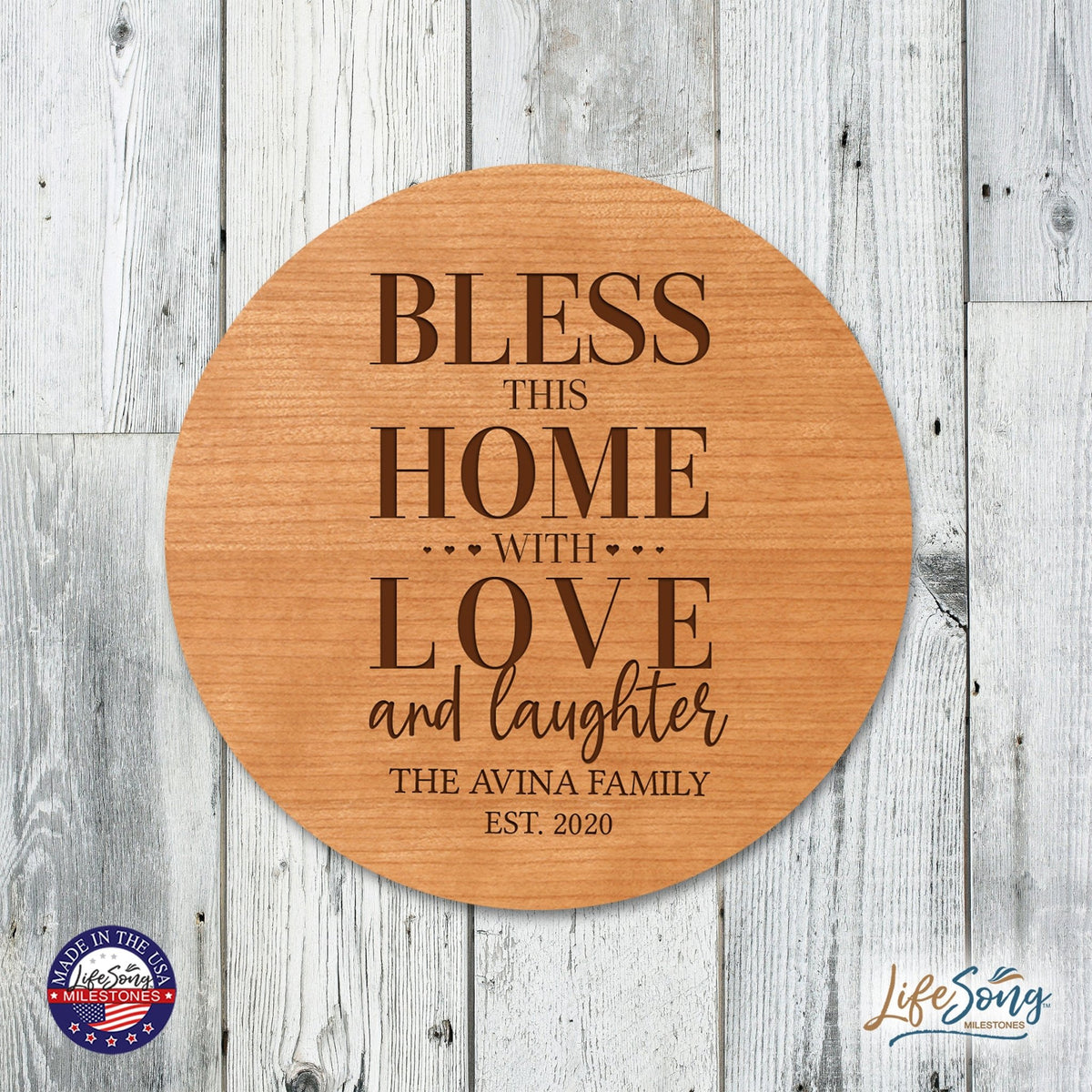 Personalized Modern Inspirational Family and Home Lazy Susan Turntable 12x12 - LifeSong Milestones