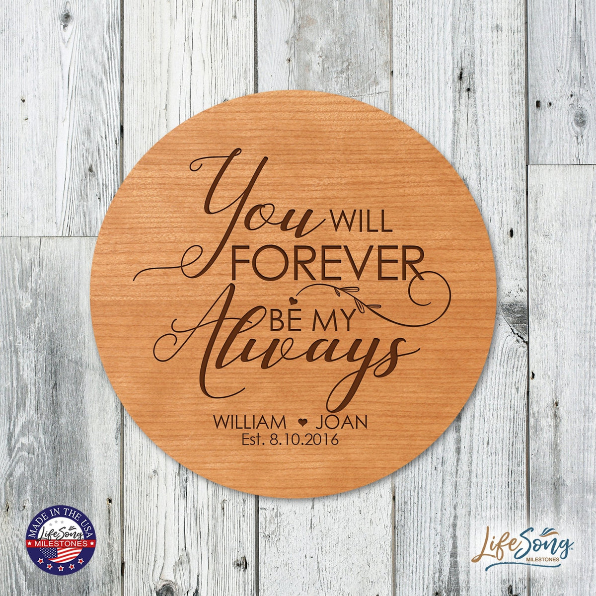 Personalized Modern Inspirational Family and Home Lazy Susan Turntable 12x12 - COUPLE - LifeSong Milestones