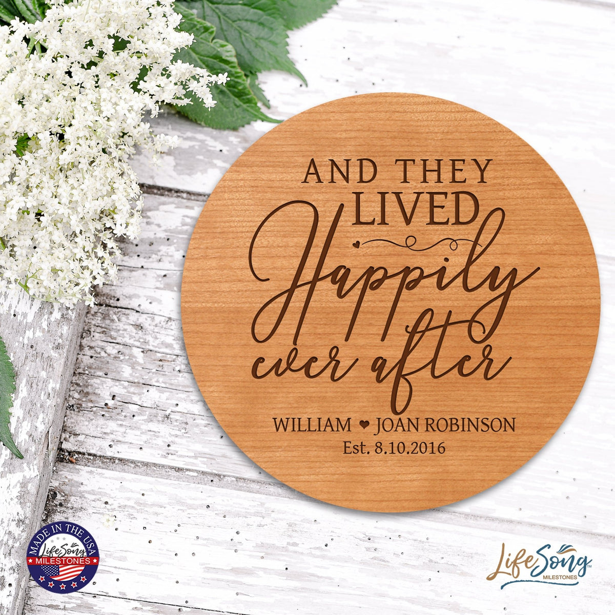 Personalized Modern Inspirational Family and Home Lazy Susan Turntable 12x12 - COUPLE - LifeSong Milestones