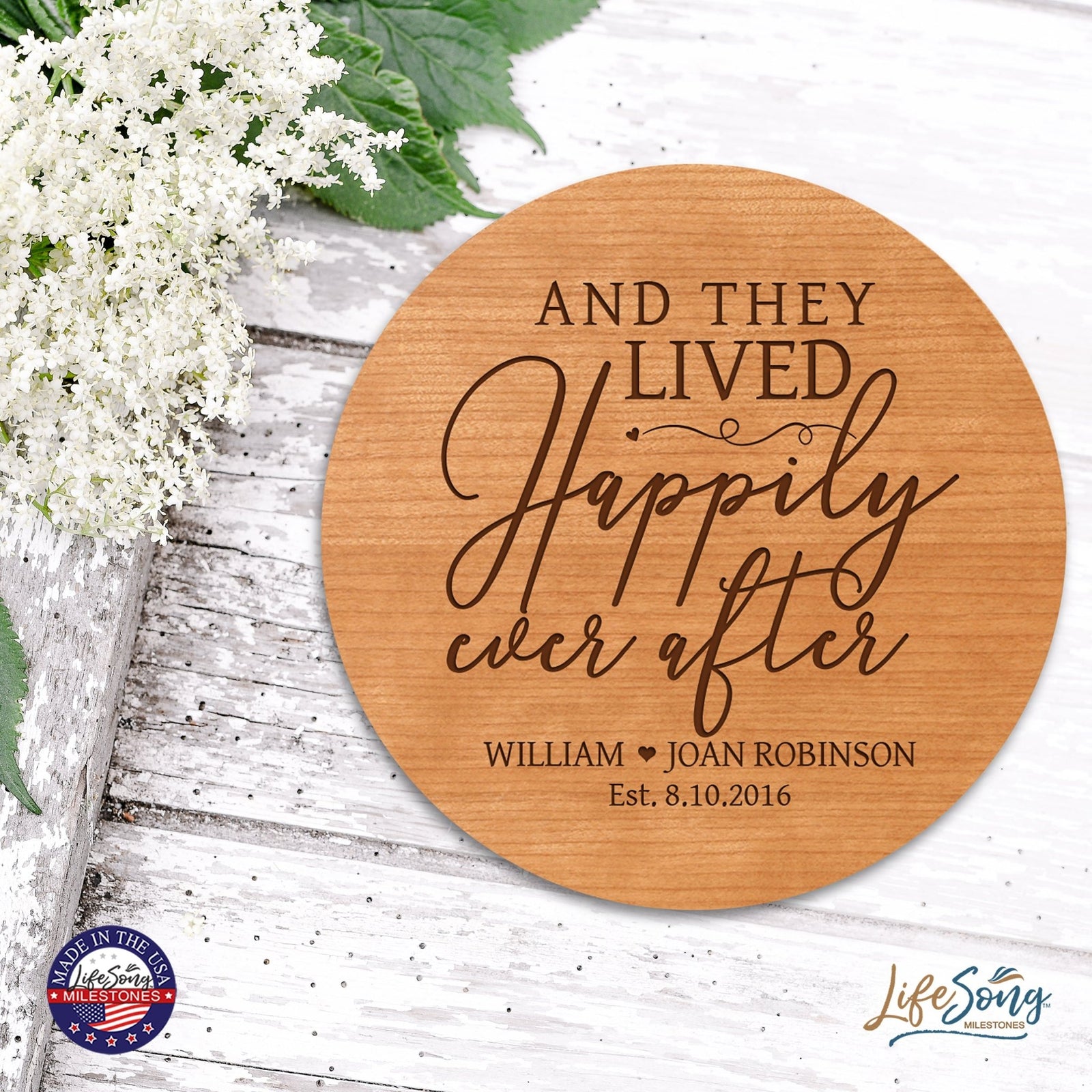 Personalized Modern Inspirational Family and Home Lazy Susan Turntable 12x12 - COUPLE - LifeSong Milestones