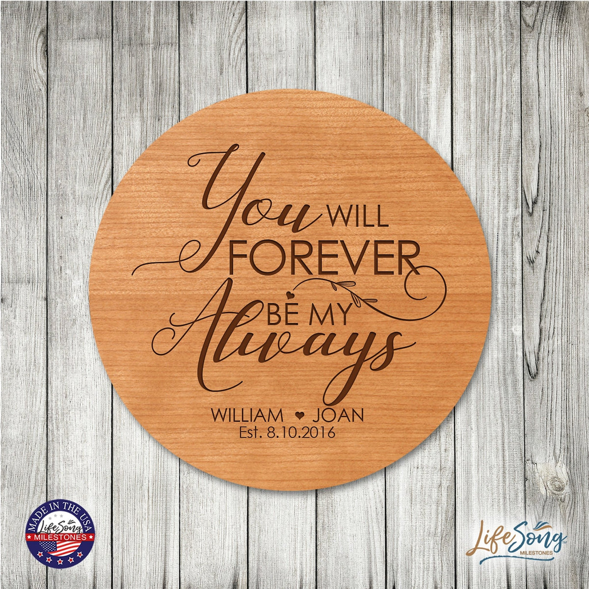 Personalized Modern Inspirational Family and Home Lazy Susan Turntable 12x12 - COUPLE - LifeSong Milestones