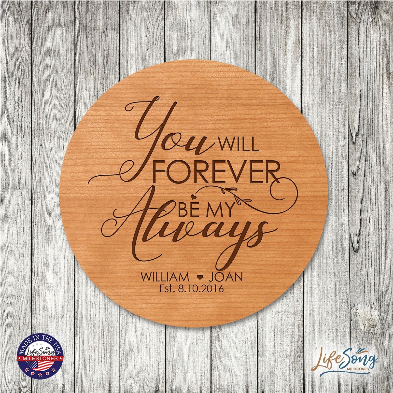 Personalized Modern Inspirational Family and Home Lazy Susan Turntable 12x12 - COUPLE - LifeSong Milestones