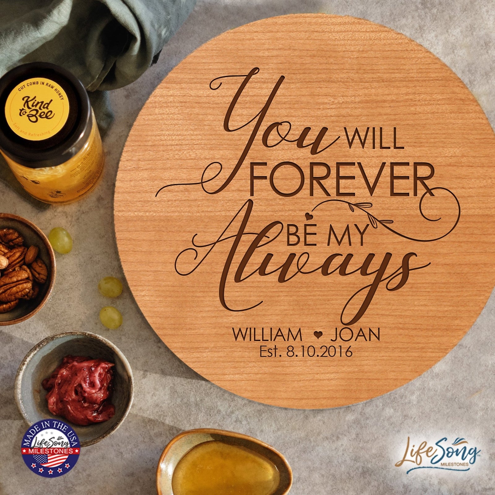 Personalized Modern Inspirational Family and Home Lazy Susan Turntable 12x12 - COUPLE - LifeSong Milestones