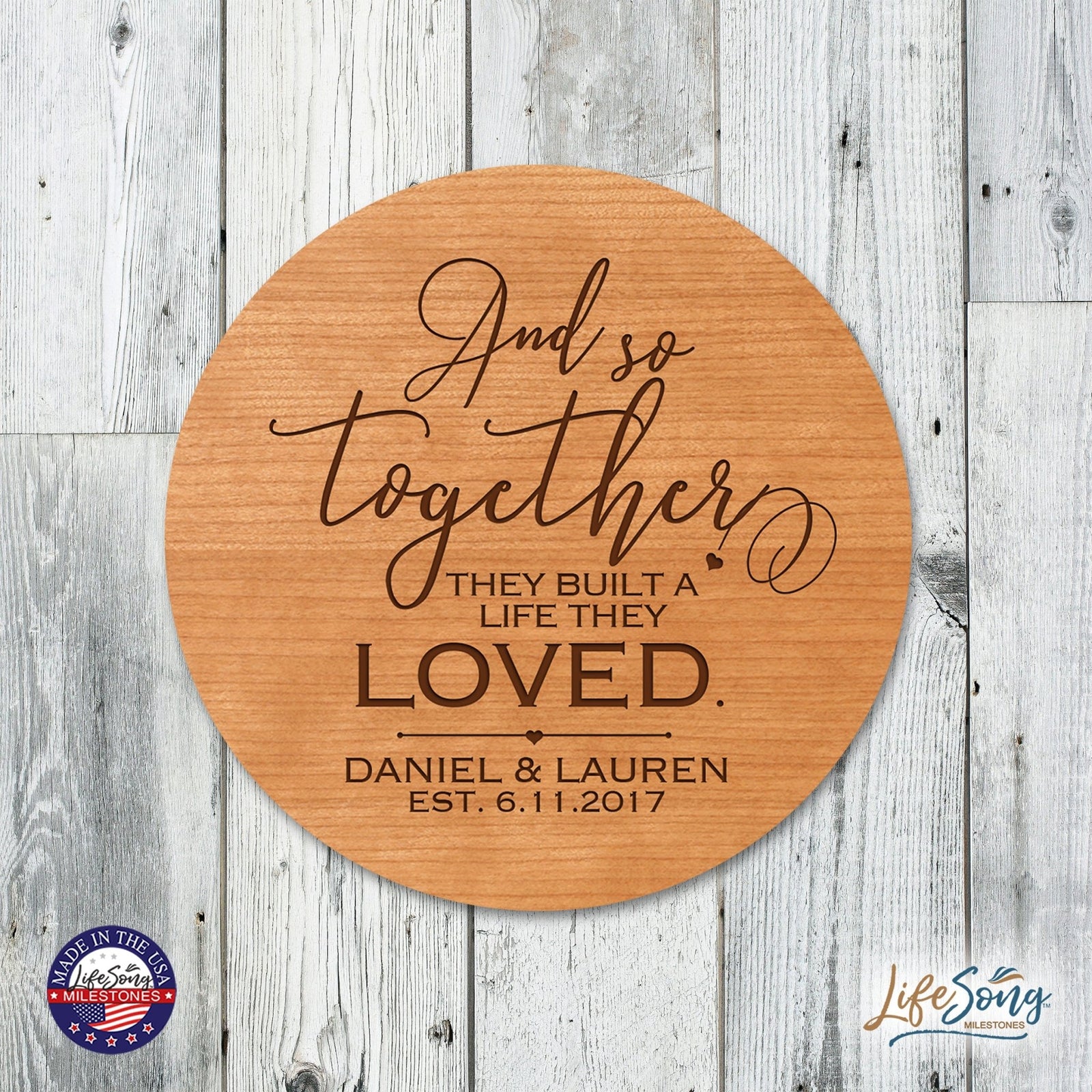 Personalized Modern Inspirational Family and Home Lazy Susan Turntable 12x12 - COUPLE - LifeSong Milestones