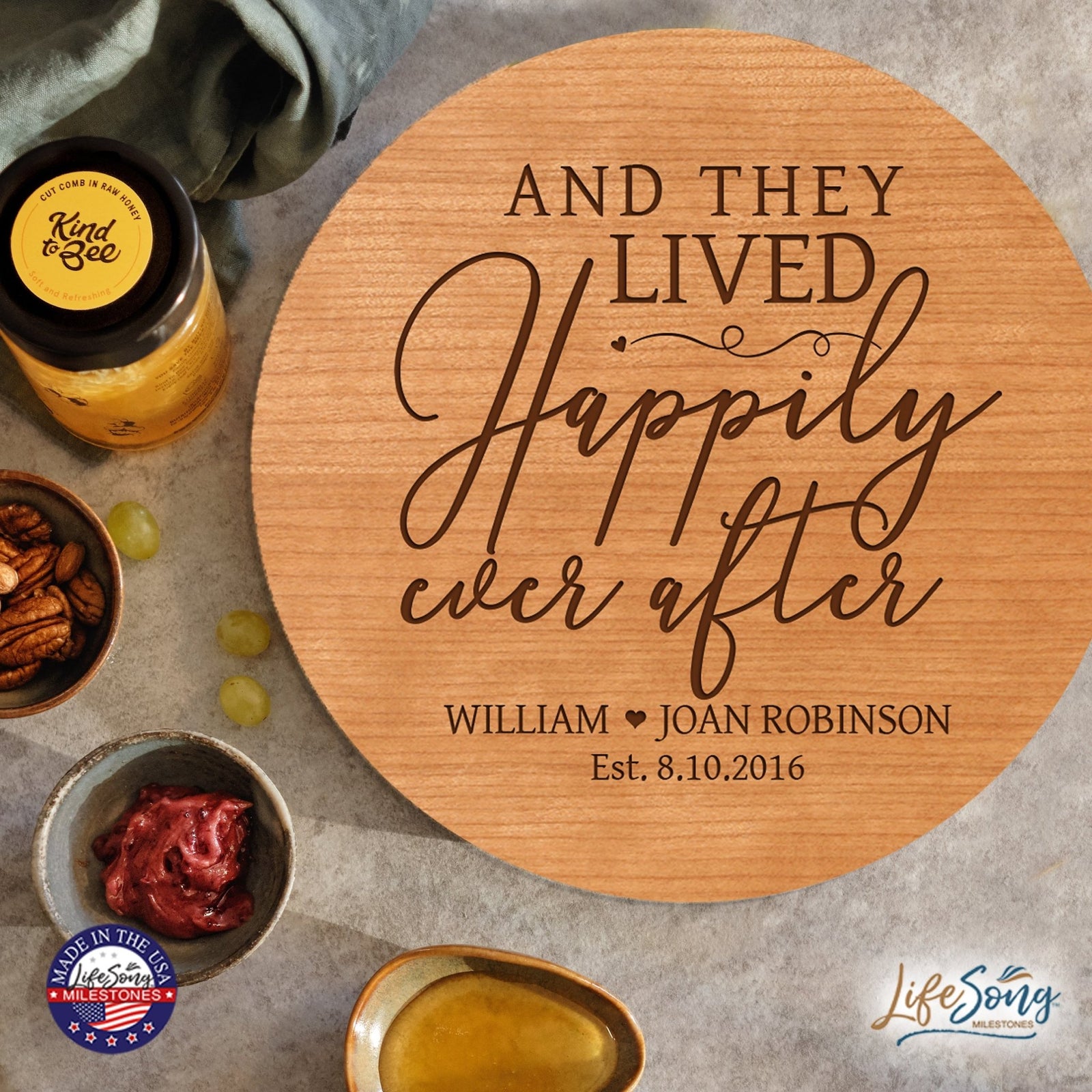 Personalized Modern Inspirational Family and Home Lazy Susan Turntable 12x12 - COUPLE - LifeSong Milestones