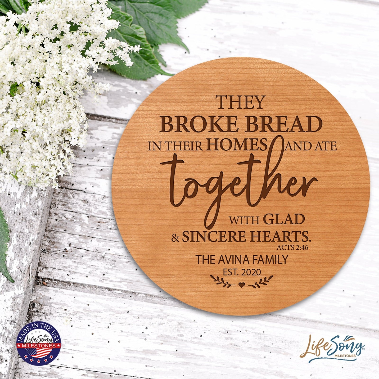 Personalized Modern Inspirational Family and Home Lazy Susan Turntable 12x12 - Family - LifeSong Milestones