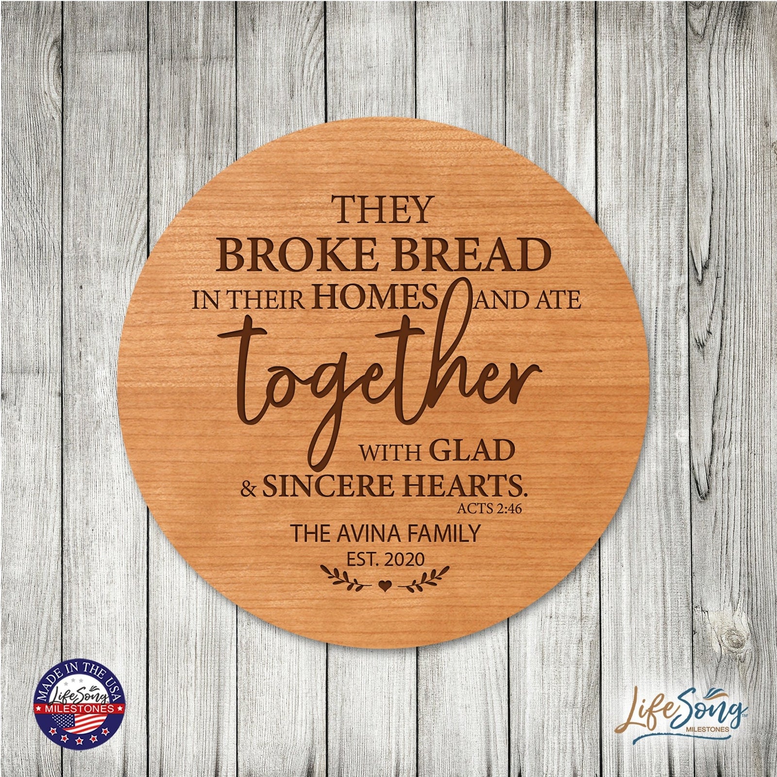 Personalized Modern Inspirational Family and Home Lazy Susan Turntable 12x12 - Family - LifeSong Milestones