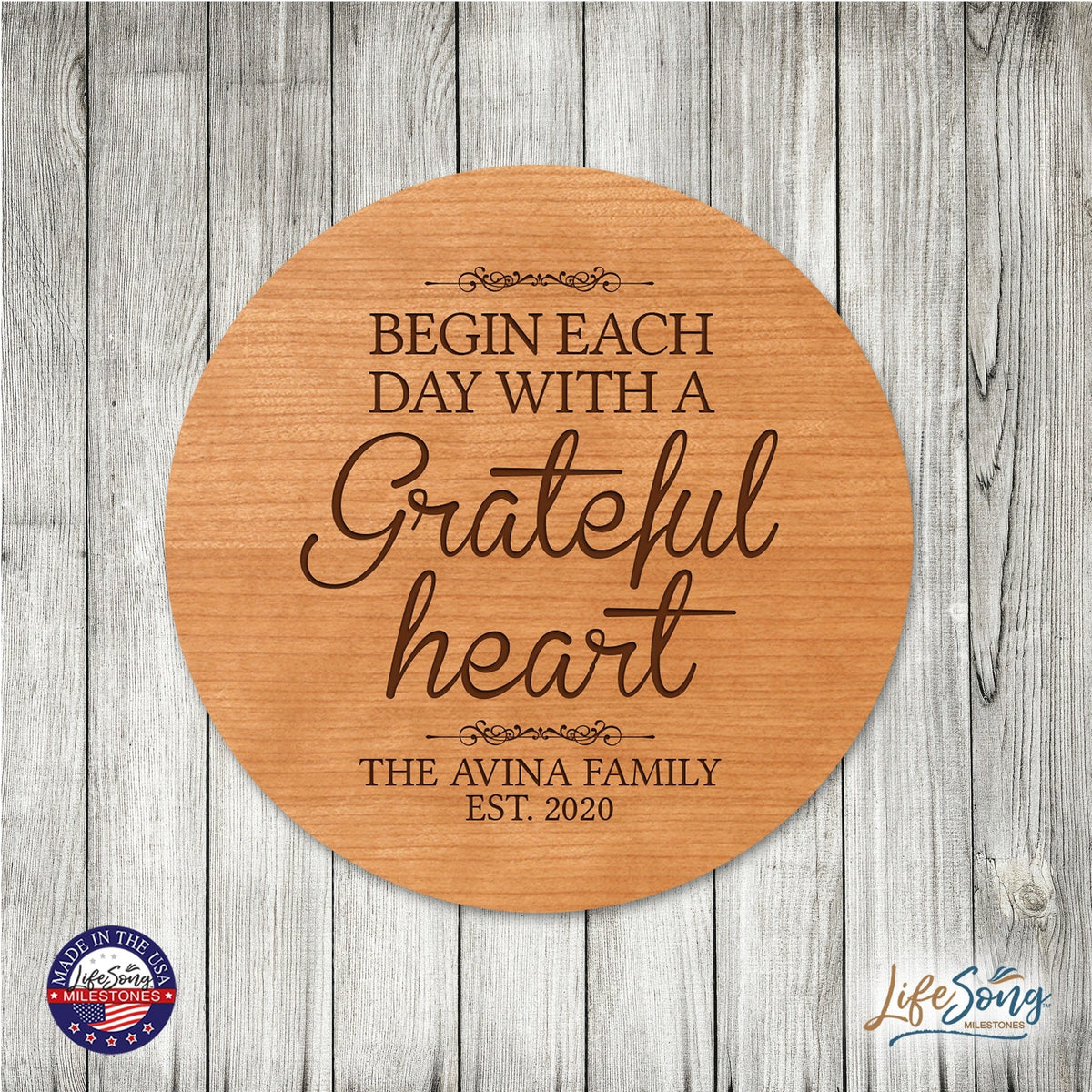 Personalized Modern Inspirational Family and Home Lazy Susan Turntable 12x12 - Family - LifeSong Milestones