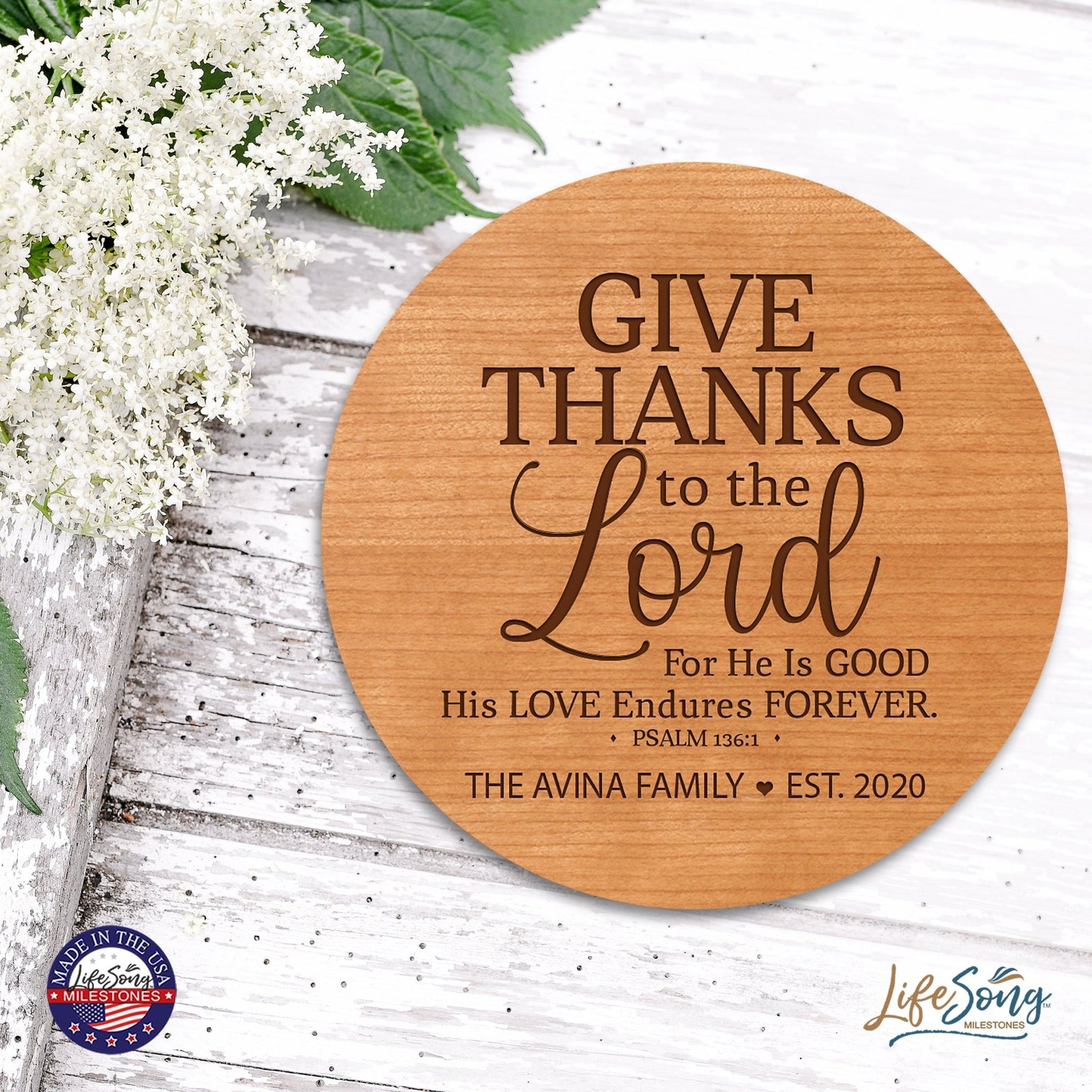 Personalized Modern Inspirational Family and Home Lazy Susan Turntable 12x12 - Family - LifeSong Milestones