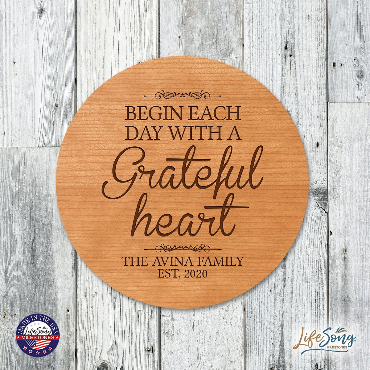 Personalized Modern Inspirational Family and Home Lazy Susan Turntable 12x12 - Family - LifeSong Milestones