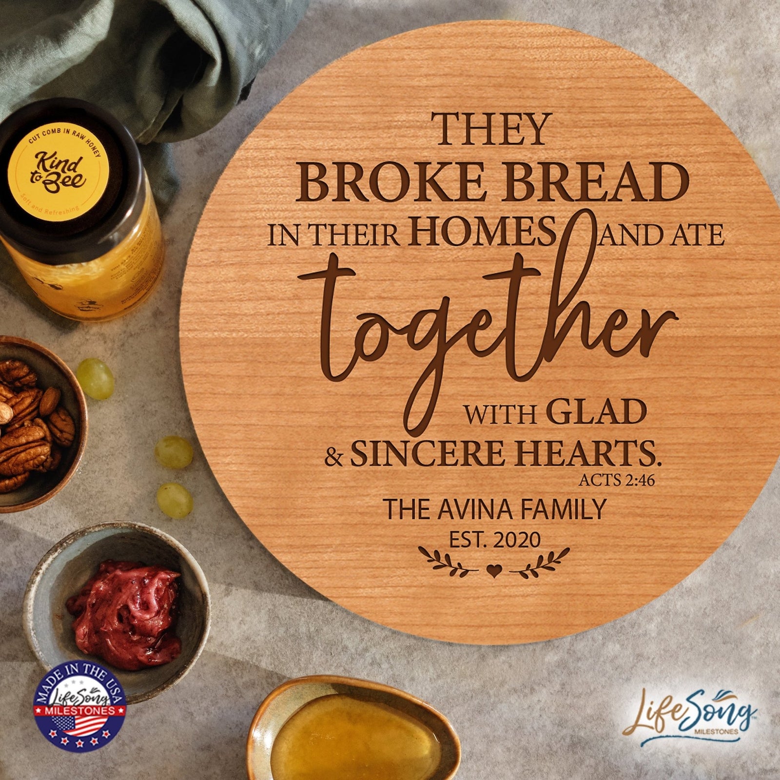 Personalized Modern Inspirational Family and Home Lazy Susan Turntable 12x12 - Family - LifeSong Milestones